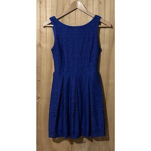 B. Darlin Womens Blue Party Mini Fit & Flare Dress Juniors 3/4